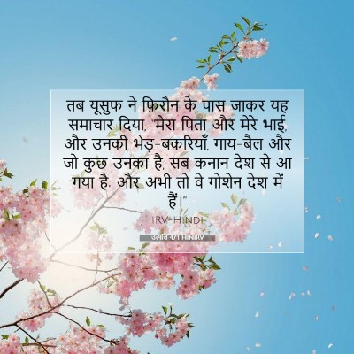Picture 07 - उत्पत्ति 47:1 HINIRV - तब यूसुफ ने फ़िरौन - Bible Verse Picture