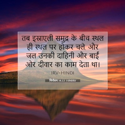 Picture 07 - निर्गमन 14:22 HINIRV - तब इस्राएली - Bible Verse Picture