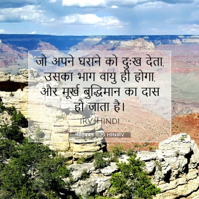 Picture 07 - नीतिवचन 11:29 HINIRV - जो अपने घराने को - Bible Verse Picture