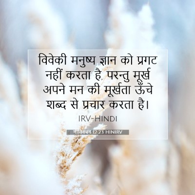 Picture 07 - नीतिवचन 12:23 HINIRV - विवेकी मनुष्य - Bible Verse Picture