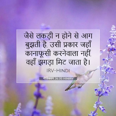 Picture 07 - नीतिवचन 26:20 HINIRV - जैसे लकड़ी न होने - Bible Verse Picture