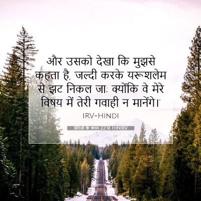 Picture 07 - प्रेरितों के काम 22:18 HINIRV - और उसको देखा कि - Bible Verse Picture