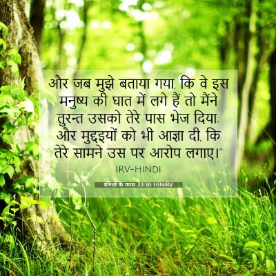 Picture 07 - प्रेरितों के काम 23:30 HINIRV - और जब मुझे बताया - Bible Verse Picture