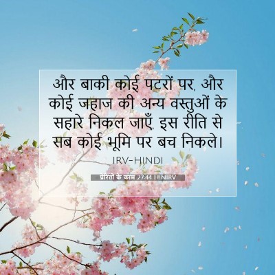 Picture 07 - प्रेरितों के काम 27:44 HINIRV - और बाकी कोई पटरों - Bible Verse Picture