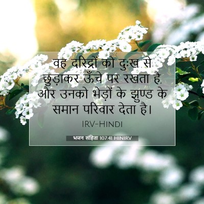 Picture 07 - भजन संहिता 107:41 HINIRV - वह दरिद्रों को - Bible Verse Picture