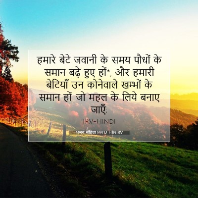 Picture 07 - भजन संहिता 144:12 HINIRV - हमारे बेटे जवानी - Bible Verse Picture