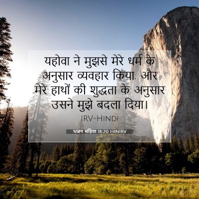 Picture 07 - भजन संहिता 18:20 HINIRV - यहोवा ने मुझसे - Bible Verse Picture