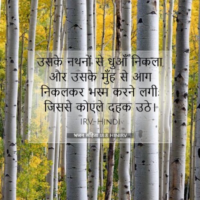 Picture 07 - भजन संहिता 18:8 HINIRV - उसके नथनों से धुआँ - Bible Verse Picture