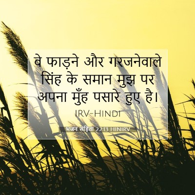 Picture 07 - भजन संहिता 22:13 HINIRV - वे फाड़ने और - Bible Verse Picture