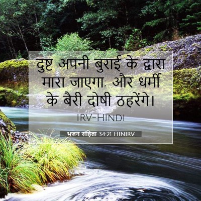 Picture 07 - भजन संहिता 34:21 HINIRV - दुष्ट अपनी बुराई - Bible Verse Picture