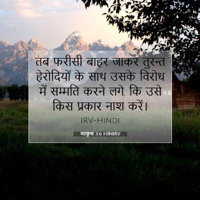 Picture 07 - मरकुस 3:6 HINIRV - तब फरीसी बाहर जाकर - Bible Verse Picture