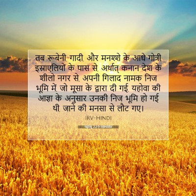 Picture 07 - यहोशू 22:9 HINIRV - तब रूबेनी, गादी, और - Bible Verse Picture