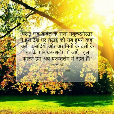 Picture 07 - यिर्मयाह 35:11 HINIRV - परन्तु जब बाबेल के - Bible Verse Picture
