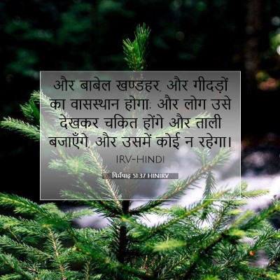 Picture 07 - यिर्मयाह 51:37 HINIRV - और बाबेल खण्डहर, और - Bible Verse Picture