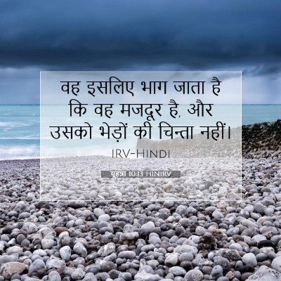 Picture 07 - यूहन्ना 10:13 HINIRV - वह इसलिए भाग जाता - Bible Verse Picture