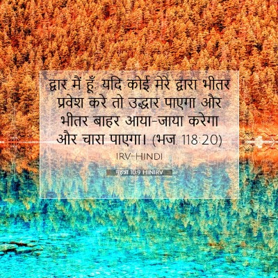 Picture 07 - यूहन्ना 10:9 HINIRV - द्वार मैं हूँ; यदि - Bible Verse Picture