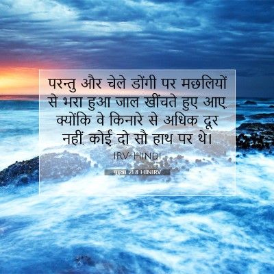 Picture 07 - यूहन्ना 21:8 HINIRV - परन्तु और चेले - Bible Verse Picture