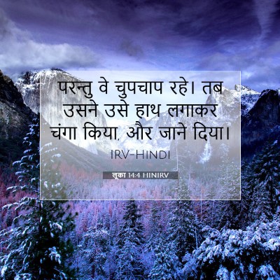 Picture 07 - लूका 14:4 HINIRV - परन्तु वे चुपचाप - Bible Verse Picture