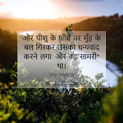 Picture 07 - लूका 17:16 HINIRV - और यीशु के पाँवों - Bible Verse Picture