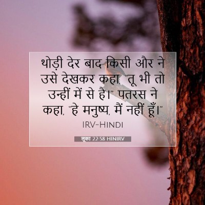 Picture 07 - लूका 22:58 HINIRV - थोड़ी देर बाद किसी - Bible Verse Picture