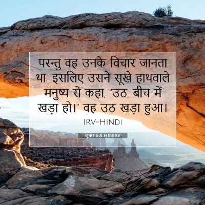 Picture 07 - लूका 6:8 HINIRV - परन्तु वह उनके - Bible Verse Picture