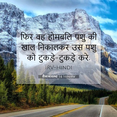 Picture 07 - लैव्यव्यवस्था 1:6 HINIRV - फिर वह होमबलि पशु - Bible Verse Picture