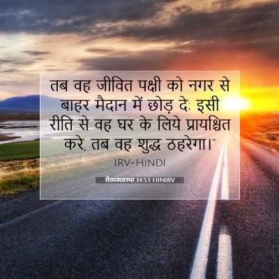 Picture 07 - लैव्यव्यवस्था 14:53 HINIRV - तब वह जीवित पक्षी - Bible Verse Picture