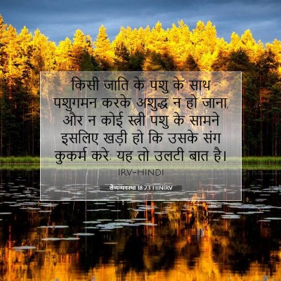 Picture 07 - लैव्यव्यवस्था 18:23 HINIRV - किसी जाति के पशु के - Bible Verse Picture
