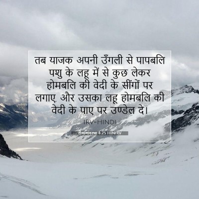 Picture 07 - लैव्यव्यवस्था 4:25 HINIRV - तब याजक अपनी उँगली - Bible Verse Picture