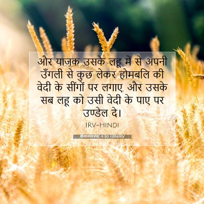 Picture 07 - लैव्यव्यवस्था 4:30 HINIRV - और याजक उसके लहू - Bible Verse Picture