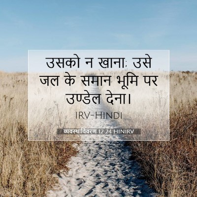 Picture 07 - व्यवस्थाविवरण 12:24 HINIRV - उसको न खाना; उसे जल - Bible Verse Picture