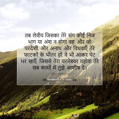 Picture 07 - व्यवस्थाविवरण 14:29 HINIRV - तब लेवीय जिसका - Bible Verse Picture