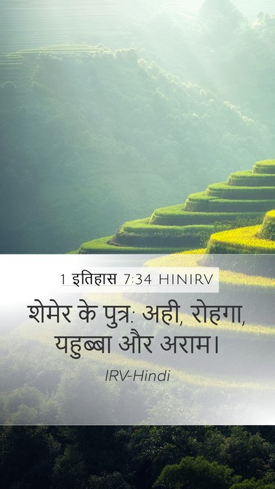 1 इतिहास 7:34 HINIRV Mobile Phone Wallpaper - शेमेर के पुत्र: - Mobile Bible Verse Wallpaper