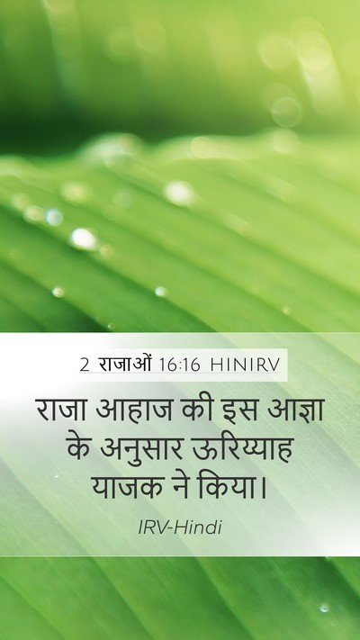 2 राजाओं 16:16 HINIRV Mobile Phone Wallpaper - राजा आहाज की इस - Mobile Bible Verse Wallpaper