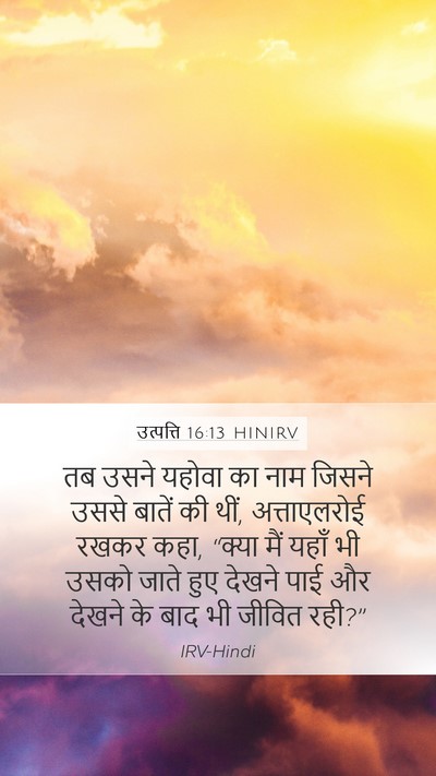 उत्पत्ति 16:13 HINIRV Mobile Phone Wallpaper - तब उसने यहोवा का - Mobile Bible Verse Wallpaper