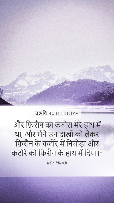 उत्पत्ति 40:11 HINIRV Mobile Phone Wallpaper - और फ़िरौन का कटोरा - Mobile Bible Verse Wallpaper
