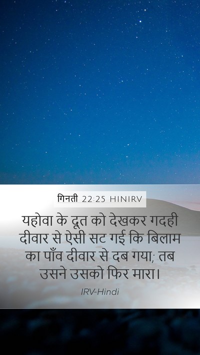 गिनती 22:25 HINIRV Mobile Phone Wallpaper - यहोवा के दूत को - Mobile Bible Verse Wallpaper