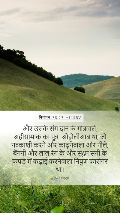 निर्गमन 38:23 HINIRV Mobile Phone Wallpaper - और उसके संग दान के - Mobile Bible Verse Wallpaper