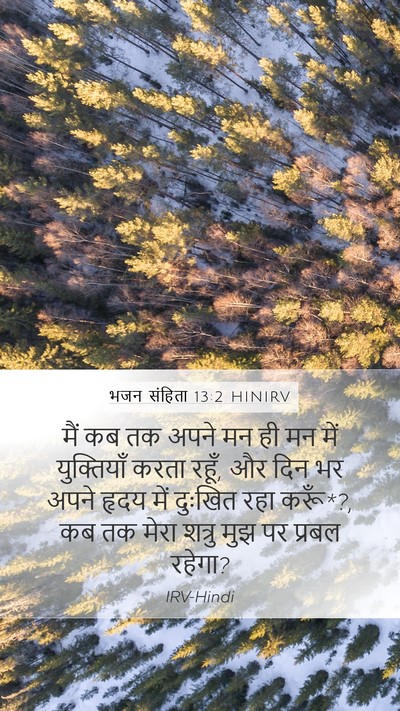 भजन संहिता 13:2 HINIRV Mobile Phone Wallpaper - मैं कब तक अपने मन - Mobile Bible Verse Wallpaper