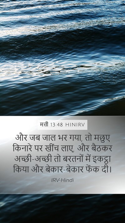 मत्ती 13:48 HINIRV Mobile Phone Wallpaper - और जब जाल भर गया, तो - Mobile Bible Verse Wallpaper