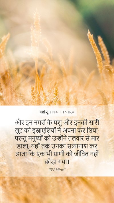 यहोशू 11:14 HINIRV Mobile Phone Wallpaper - और इन नगरों के पशु - Mobile Bible Verse Wallpaper