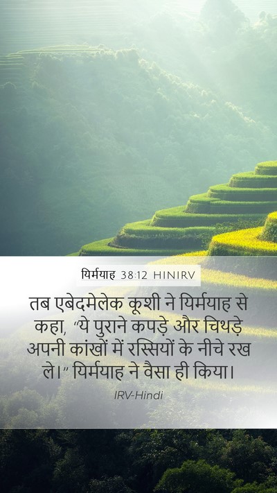 यिर्मयाह 38:12 HINIRV Mobile Phone Wallpaper - तब एबेदमेलेक कूशी - Mobile Bible Verse Wallpaper