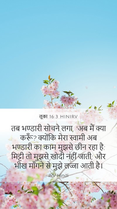 लूका 16:3 HINIRV Mobile Phone Wallpaper - तब भण्डारी सोचने - Mobile Bible Verse Wallpaper