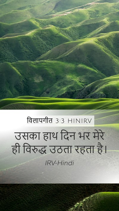 विलापगीत 3:3 HINIRV Mobile Phone Wallpaper - उसका हाथ दिन भर - Mobile Bible Verse Wallpaper