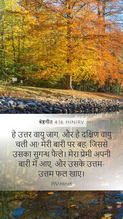 श्रेष्ठगीत 4:16 HINIRV Mobile Phone Wallpaper - हे उत्तर वायु जाग, - Mobile Bible Verse Wallpaper